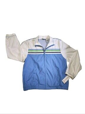 NWT Alfred Dunner Track Jacket Shirt Coastal Blue Women's Sz 12 Lightweight NOS